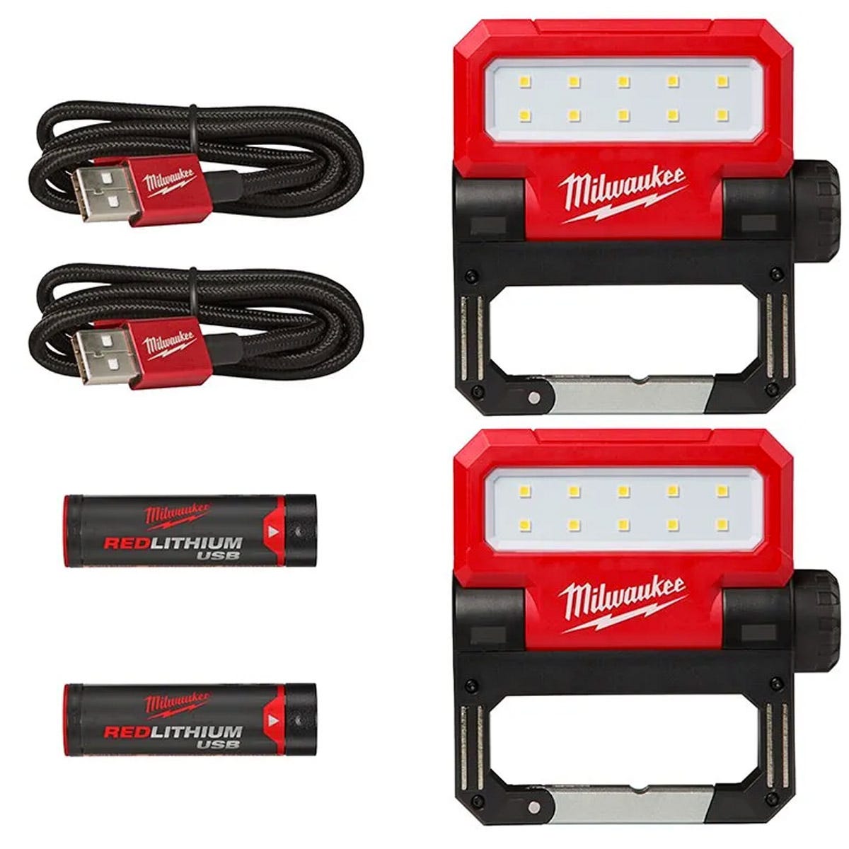 Milwaukee 2114-21 USB Rechargeable ROVER 550-Lumen Pivoting Flashlight, 2- Pack