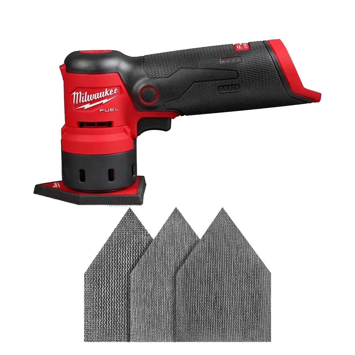 Milwaukee M12 FUEL Orbital Detail Sander with 36 Piece Sandpaper Assortment