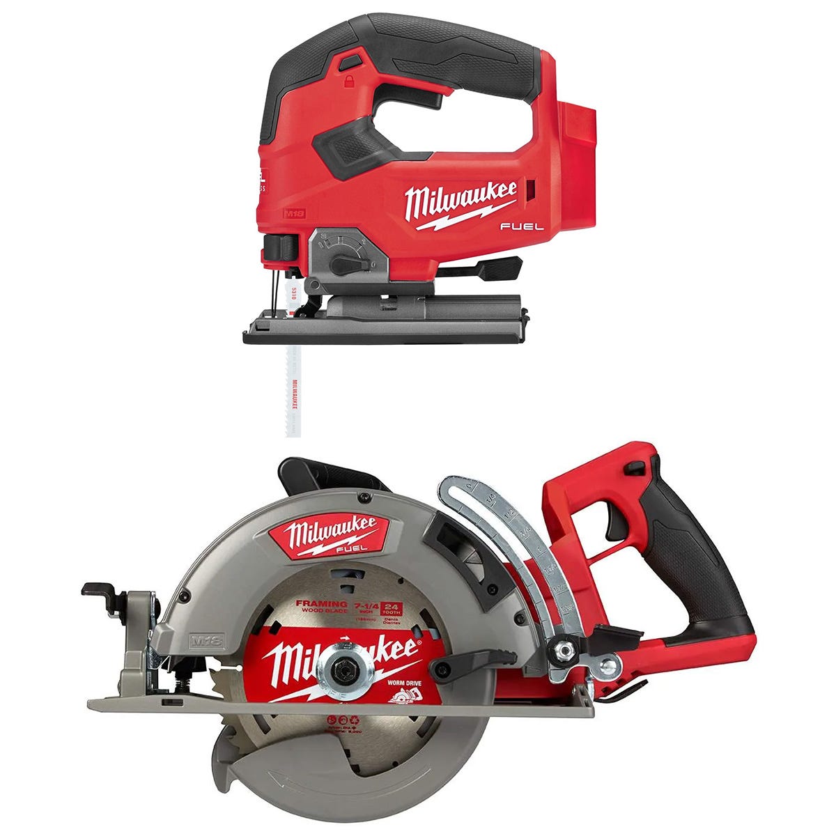 Milwaukee 2737-20 M18 Fuel D-Handle Jig Saw with Brushless Rear Handle  7-1/4" Circular Saw Kit