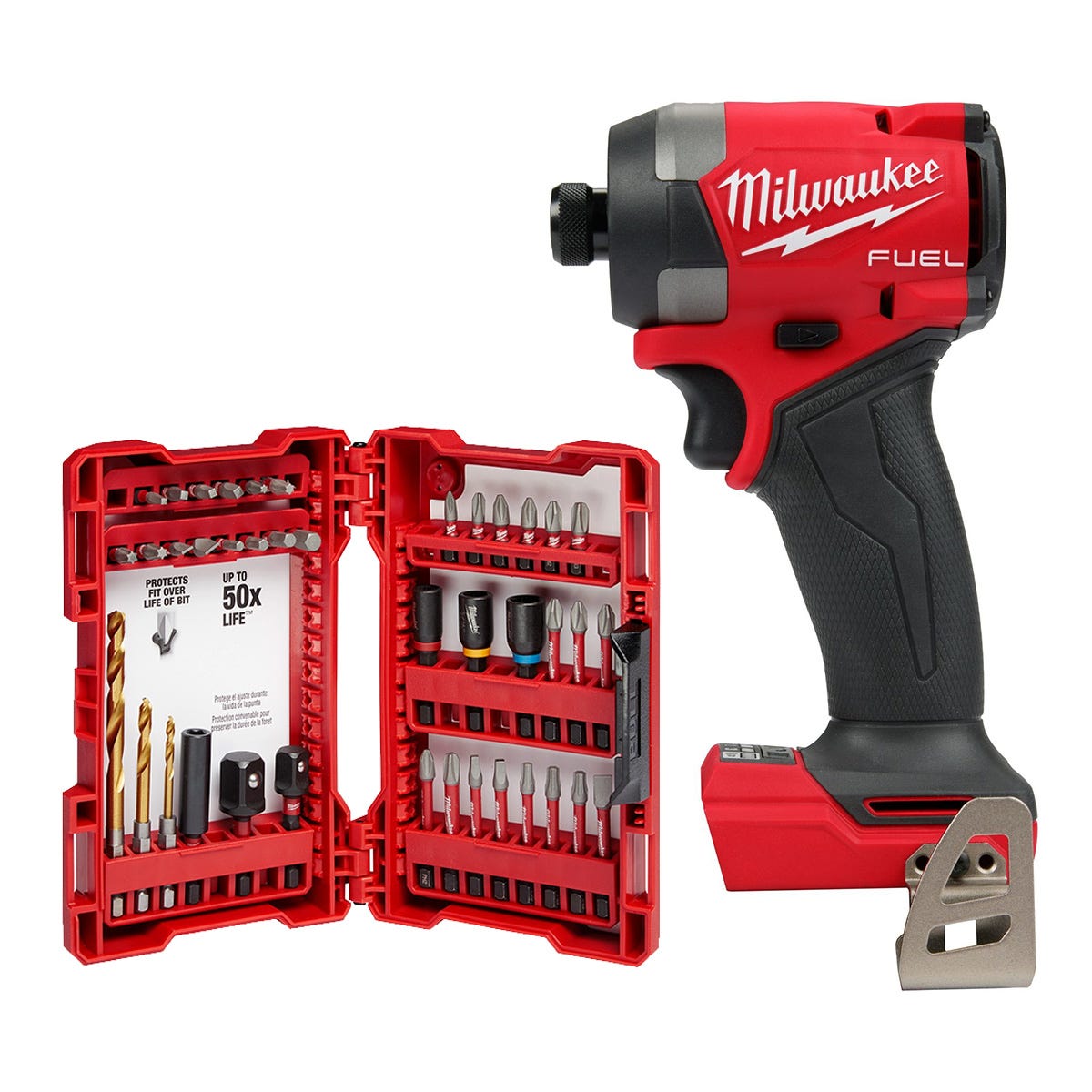 Milwaukee 2953-20 M18 FUEL Gen4 1/4-in. Hex Impact Driver, Tool Only with  SHOCKWAVE Impact Duty 40-Piece Drill and Drive Bit Set