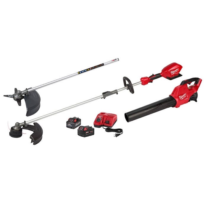 Milwaukee M18 FUEL Brushless String Trimmer Brush Cutter Blower Combo Kit w 2 Batteries and Charger