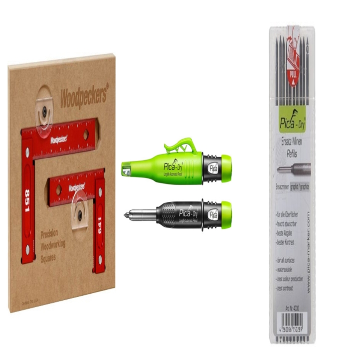 Woodpeckers 6 & 8 Square Combo with Pica Dry 3030 Pencil & Black Lead  Refill