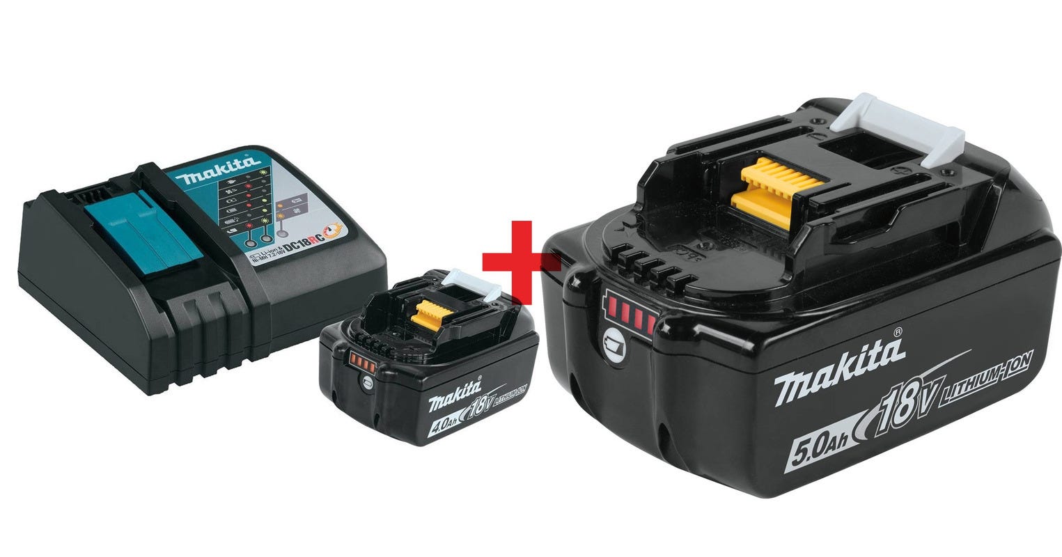 Makita 18V 4.0Ah and 5.0Ah Battery and Charger Starter Pack