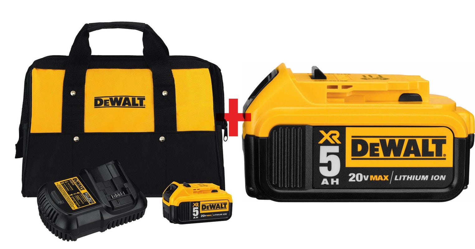 Dewalt dcb205ck 20v max 5.0 ah battery charger kit with best sale bag