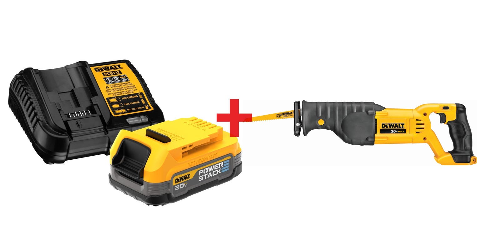 DeWalt 20V MAX Reciprocating Saw w 20V MAX POWERSTACK Compact 1.7Ah Starter Kit