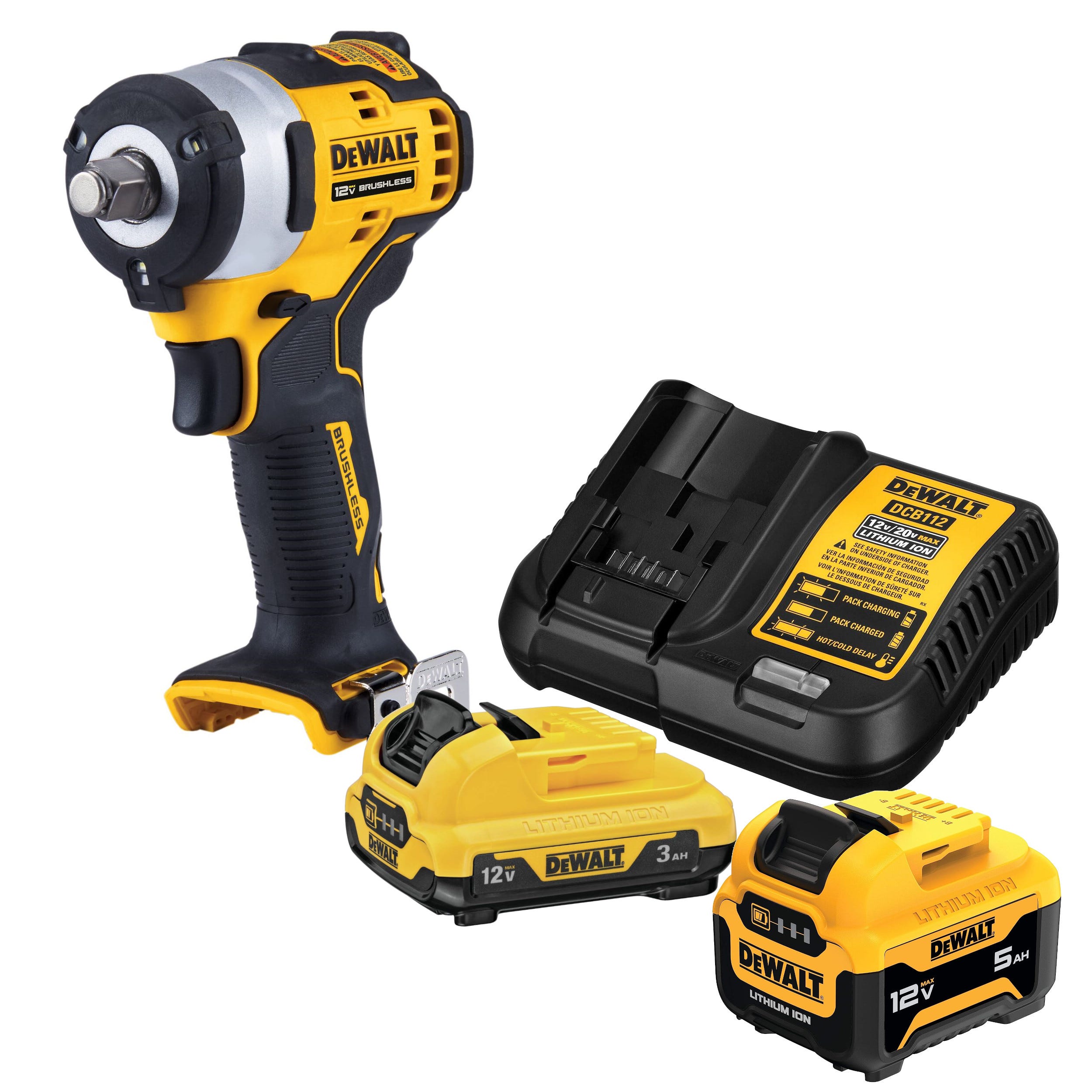 DeWalt XTREME 12V MAX Brushless 1 2 in. Impact Wrench Tool Only w 12V MAX Dual Battery Starter Kit