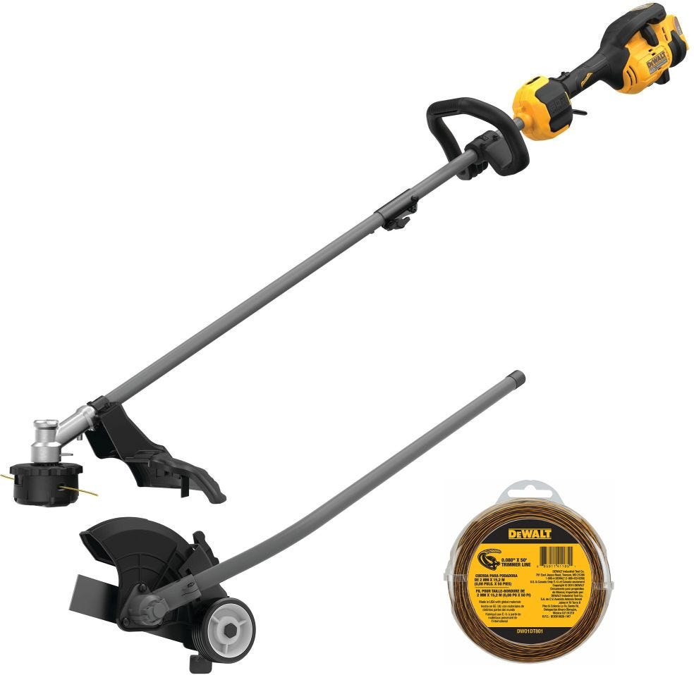 DeWalt DCST972B FlexVOLT 60V MAX 17 Inch Brushless Attachment Capable String Trimmer Tool Only with Edger Attachment and Trimmer Line