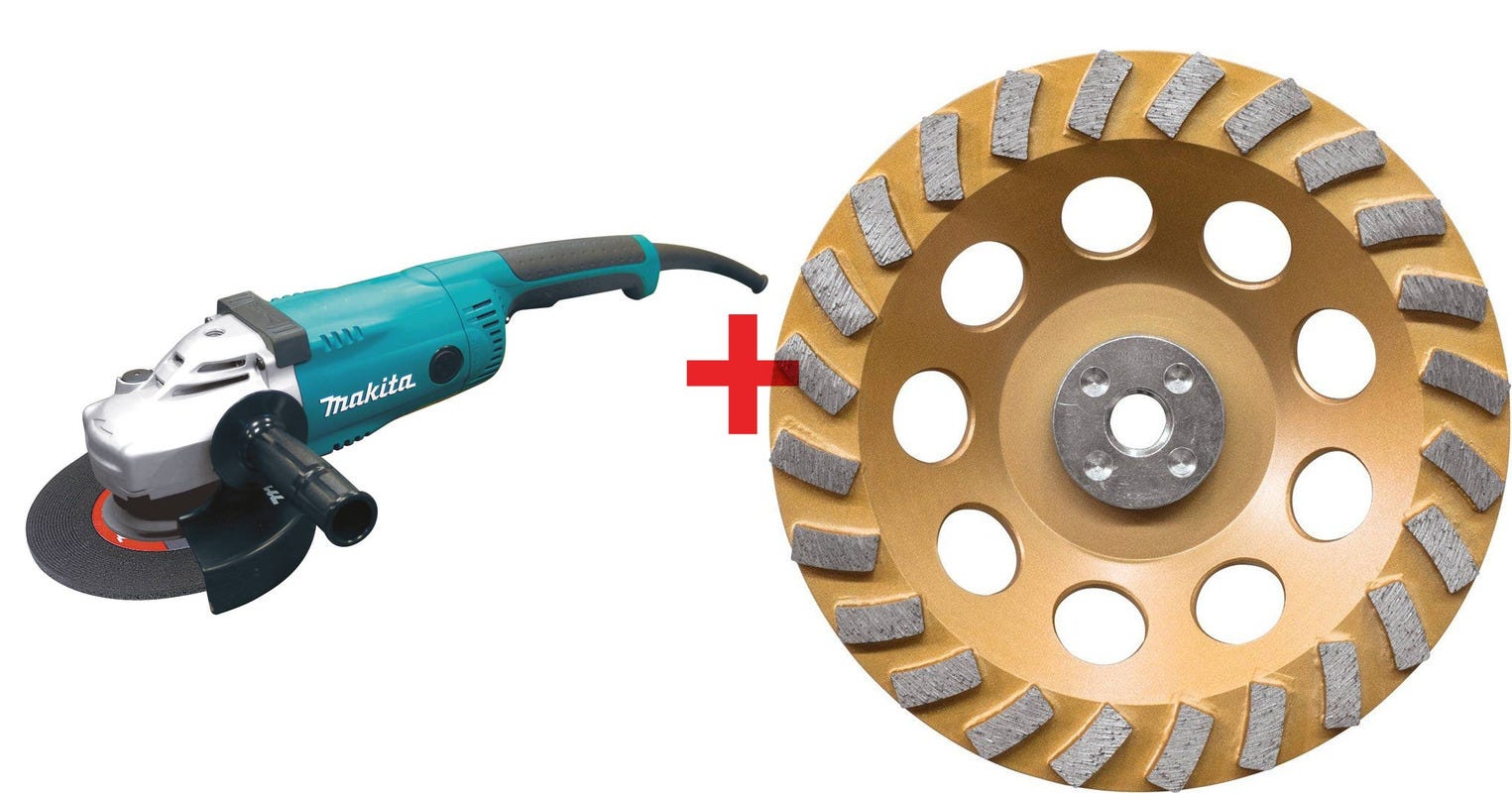 Makita 7 Angle Grinder and 7 in. Turbo 24 Segment Diamond Cup Wheel Kit