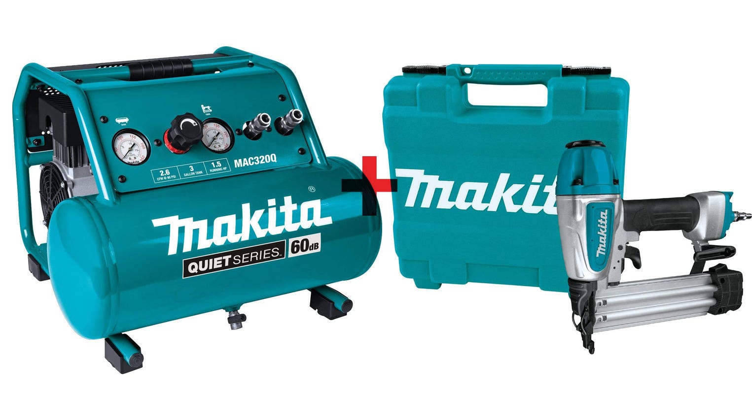 Makita Quiet Series 1-1/2 HP, 3 Gallon, Oil-Free, Electric Air