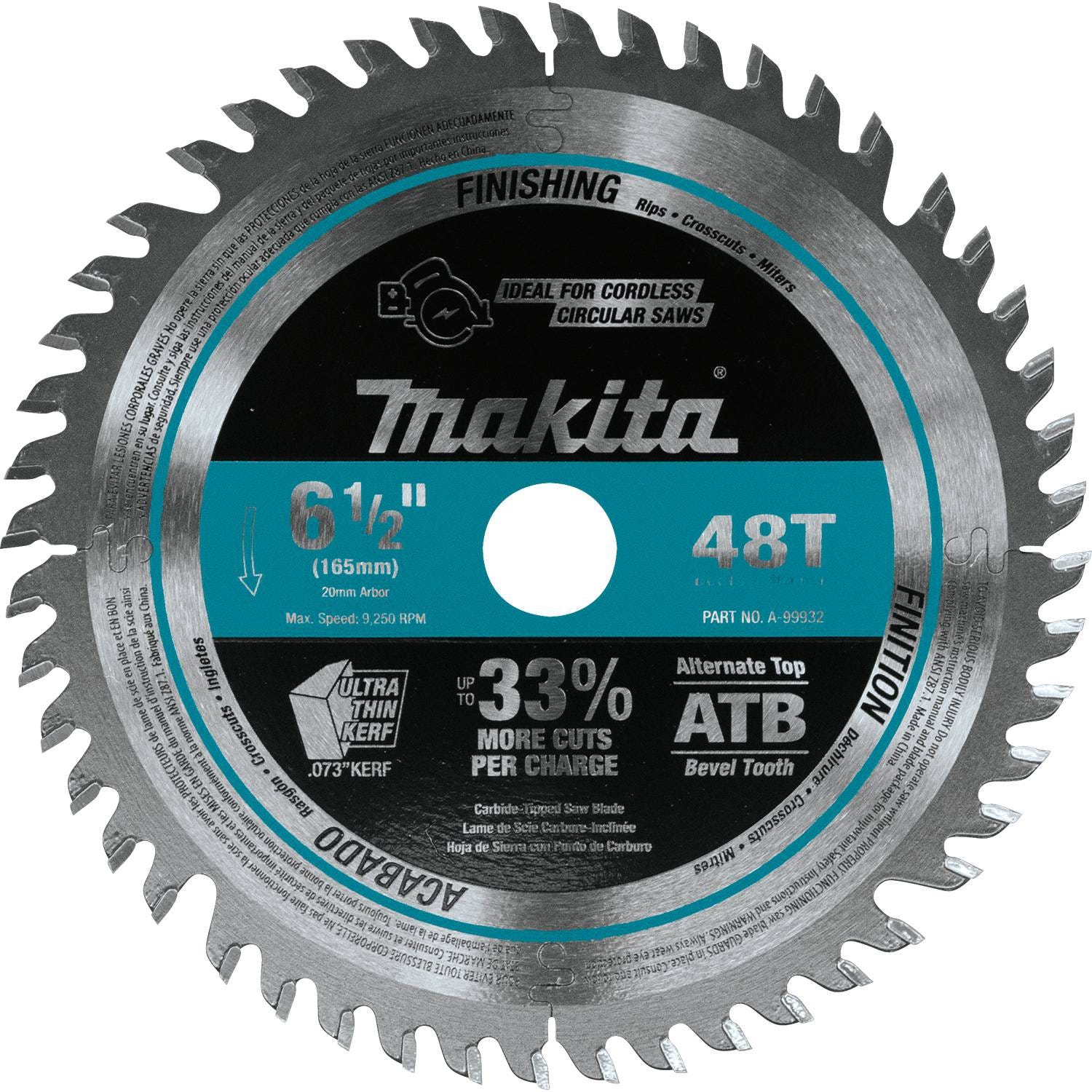 Makita A-99932 6-1/2 In. 48-Tooth Carbide-Tipped Cordless Plunge Track ...