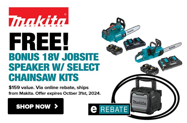 FREE 18V LXT / 12V CXT Cordless Bluetooth Speaker with purchase via online rebate ($159 value)!