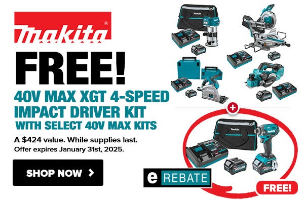 Free impact driver with select purchases (e-rebate)