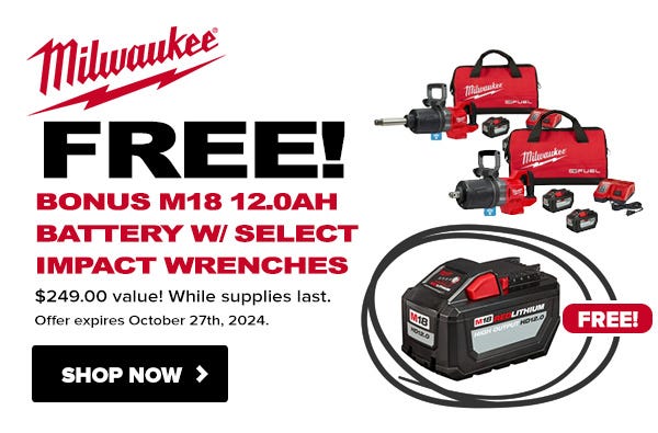 Free battery with select m18 impact wrenches