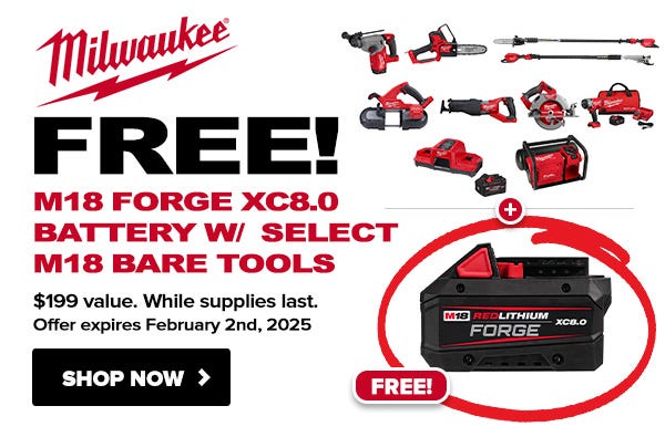 FREE 48-11-1881 M18 REDLITHIUM FORGE XC8.0Ah Battery - a $199 value - with this purchase!