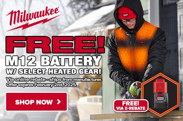 Free battery with M12 heated gear