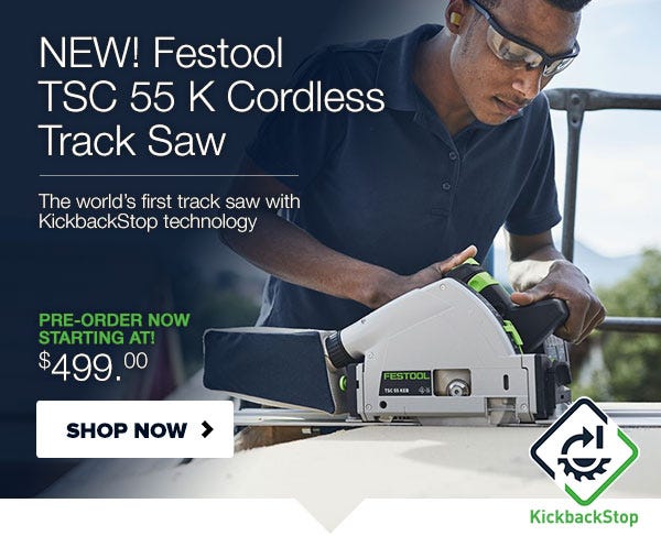 NEW Festool TSC 55 K Cordless Track Saw with Kickback Stop US