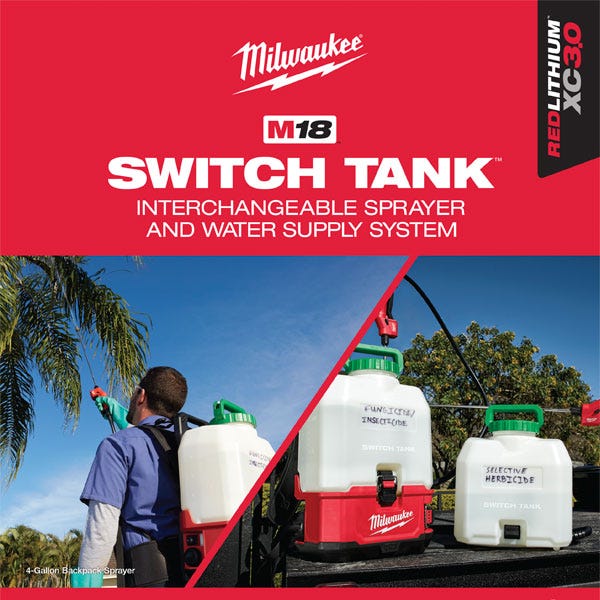 Milwaukee M18 SWITCH TANK 4 Gallon Backpack Concrete Sprayer and Water  Supply 