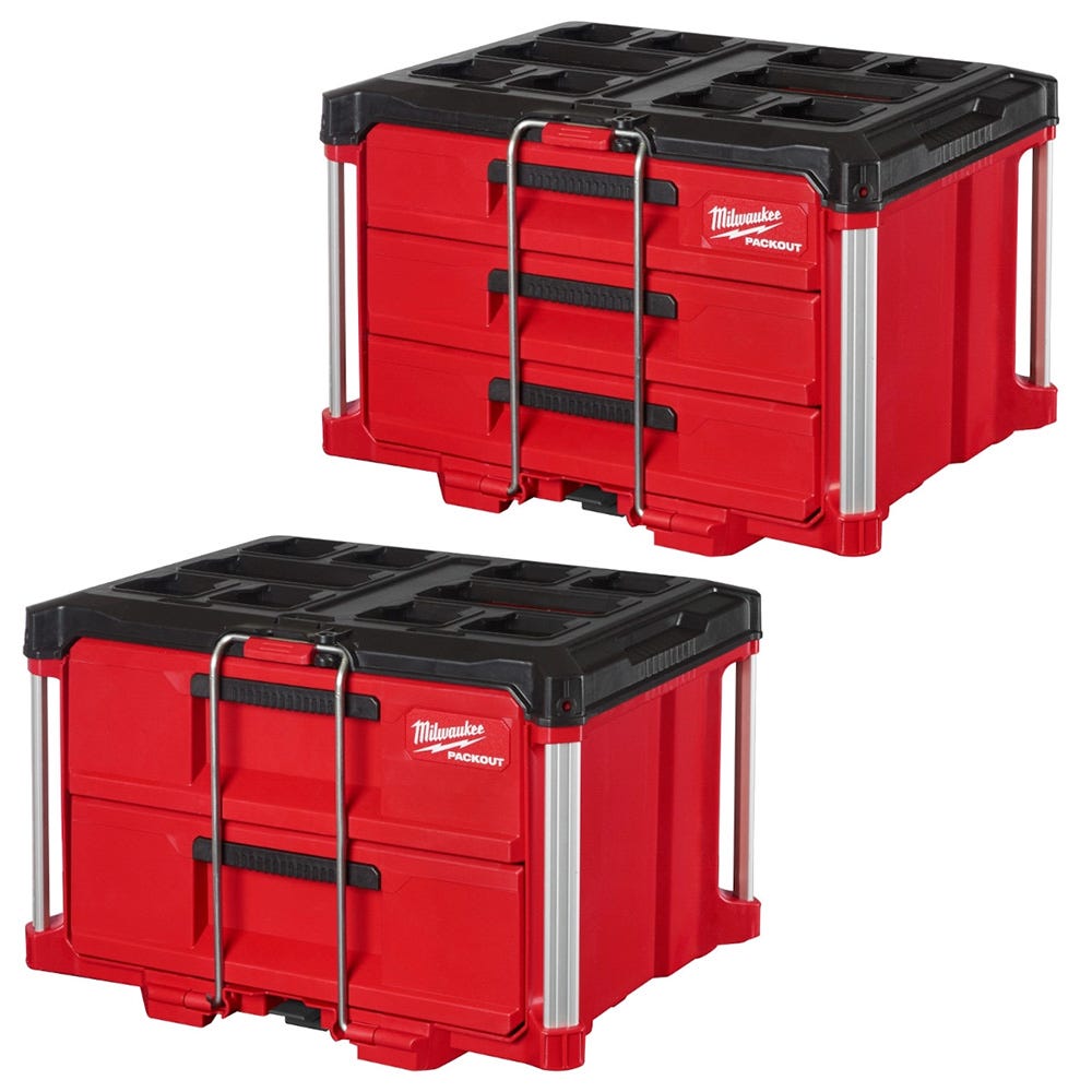 Milwaukee 48 22 8442 Packout 2 Drawer And 3 Drawer Tool Box Bundle