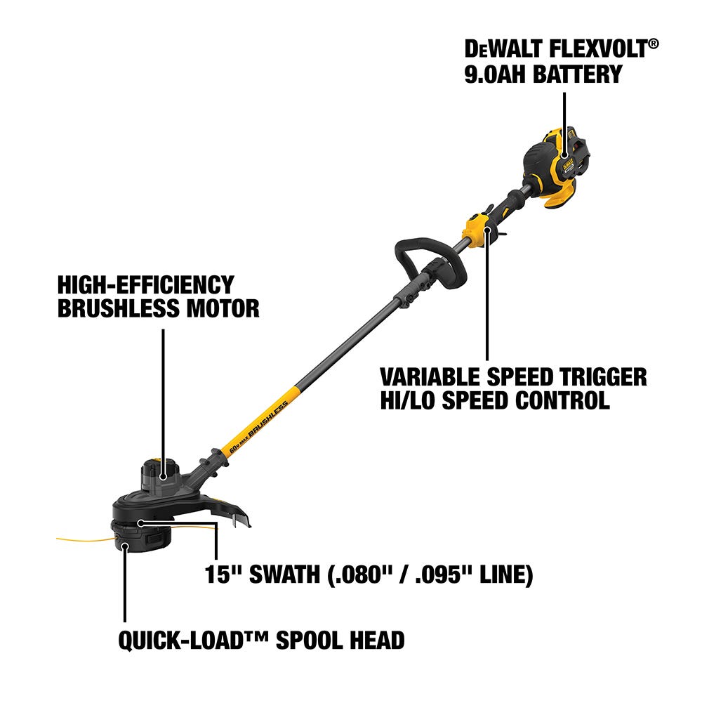 DeWALT DCST970X1S FlexVOLT 60V MAX Cordless String Trimmer 9.0Ah Kit